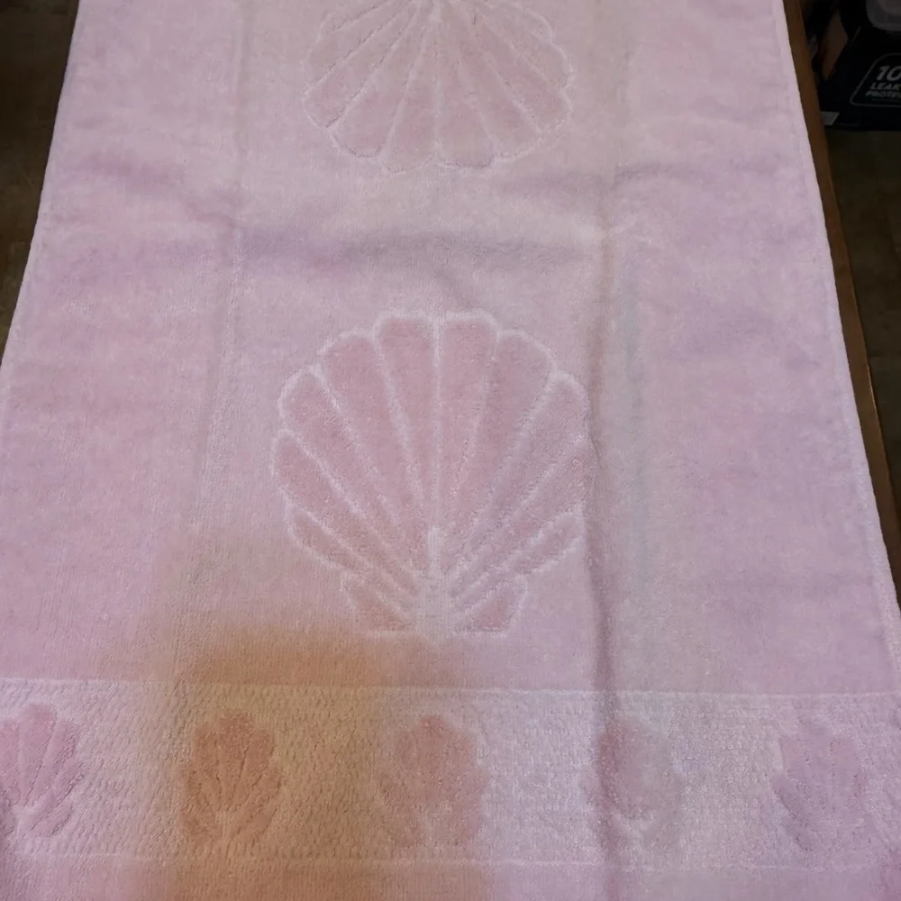 Vintage Soft Pink Seashell Cotton Bath Towel Hand Towel Set The HOME collection